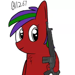 Size: 700x700 | Tagged: safe, artist:notasomepony, banned from derpibooru, deleted from derpibooru, derpibooru import, oc, oc:arctic frost-mizuki, unofficial characters only, pony, anatomically incorrect, battle rifle, gun, h&k g3, simple background, solo, weapon, white background