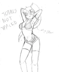 Size: 1280x1557 | Tagged: suggestive, artist:eow, banned from derpibooru, deleted from derpibooru, derpibooru import, rarity, anthro, drama, meme, monochrome, solo, trace, tracing meme