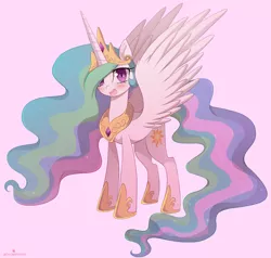 Size: 1280x1218 | Tagged: safe, artist:verawitch, banned from derpibooru, deleted from derpibooru, derpibooru import, princess celestia, alicorn, pony, blushing, crown, cute, cutelestia, jewelry, looking at you, open mouth, regalia, simple background, smiling, solo, spread wings, wings