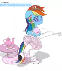 Size: 580x663 | Tagged: safe, artist:avchonline, artist:kinda-l, banned from derpibooru, deleted from derpibooru, derpibooru import, edit, rainbow dash, pegasus, pony, ballerina, ballet slippers, bipedal, bipedal leaning, clothes, female, hypnosis, hypnosis edit, implied raridash, implied rarity, leaning, mare, offscreen character, rainbow dash always dresses in style, solo, swirly eyes, tutu
