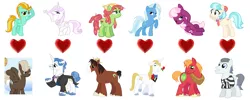 Size: 1700x677 | Tagged: safe, banned from derpibooru, deleted from derpibooru, derpibooru import, editor:jdueler11, big macintosh, cheerilee, coco pommel, dumbbell, fancypants, fleur-de-lis, lightning dust, prince blueblood, silver shill, tree hugger, trixie, trouble shoes, earth pony, pegasus, pony, unicorn, bluetrix, cheerimac, cocoshill, fancyfleur, female, lightningbell, male, shipping, straight, troublehugger