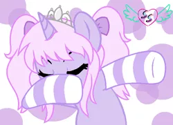 Size: 682x495 | Tagged: safe, artist:seraphimstardust, banned from derpibooru, deleted from derpibooru, derpibooru import, oc, oc:lullaby tiara, unofficial characters only, base used, clothes, dab, dank mee meez xd, socks, solo, striped socks