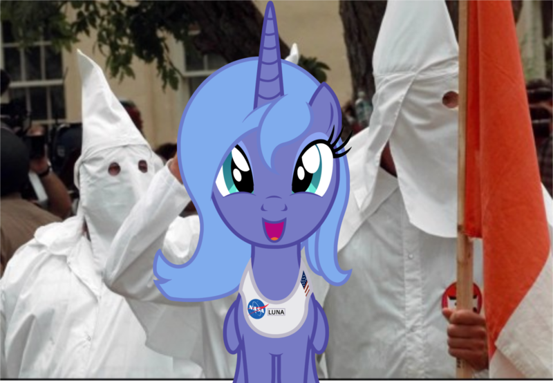 Size: 1280x886 | Tagged: questionable, banned from derpibooru, deleted from derpibooru, derpibooru import, edit, princess luna, ambiguous gender, female, ku klux klan