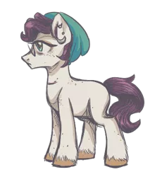 Size: 406x442 | Tagged: safe, artist:hippykat13, banned from derpibooru, deleted from derpibooru, derpibooru import, oc, unofficial characters only, beanie, blank flank, female, freckles, glasses, hat, mare, piercing, ponysona, scar, simple background, solo, transparent background, unshorn fetlocks