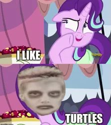 Size: 493x552 | Tagged: safe, banned from derpibooru, deleted from derpibooru, derpibooru import, edit, edited screencap, screencap, starlight glimmer, rock solid friendship, exploitable meme, i like turtles, meme, solo, starlight's confessions, text