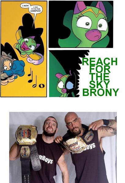 Size: 777x1140 | Tagged: safe, banned from derpibooru, deleted from derpibooru, derpibooru import, spoiler:comic, briscoe brothers, championship belt, jay briscoe, mark briscoe, ring of honor