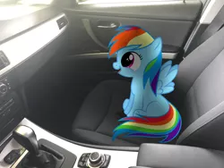 Size: 4032x3024 | Tagged: safe, artist:cumill11, banned from derpibooru, deleted from derpibooru, derpibooru import, rainbow dash, pony, fanfic:my little dashie, absurd resolution, bmw, car, cute, female, filly, filly rainbow dash, hnnng, irl, photo, ponies in real life, solo, younger