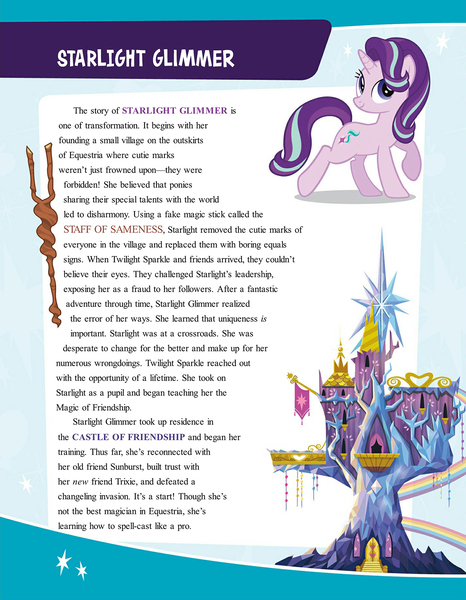 Size: 1275x1641 | Tagged: safe, banned from derpibooru, deleted from derpibooru, derpibooru import, starlight glimmer, pony, unicorn, my little pony: elements of harmony vol.2, raised hoof, smiling, solo, staff, staff of sameness, twilight's castle