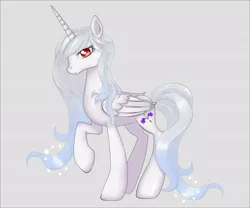 Size: 979x816 | Tagged: safe, artist:hanaty, banned from derpibooru, deleted from derpibooru, derpibooru import, oc, unofficial characters only, alicorn, pony, alicorn oc, female, horn, mare, simple background, snow, solo, wings