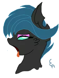 Size: 900x1200 | Tagged: suggestive, artist:lyoka, banned from derpibooru, deleted from derpibooru, derpibooru import, oc, oc:raeonn, unofficial characters only, changeling, ahegao, changeling oc, female, open mouth, simple background, tongue out, transparent background