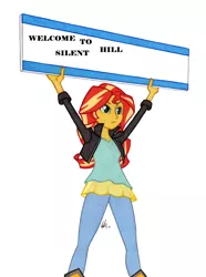 Size: 950x1278 | Tagged: safe, artist:manly man, banned from derpibooru, deleted from derpibooru, derpibooru import, edit, sunset shimmer, equestria girls, exploitable meme, meme, sign, sunset's board