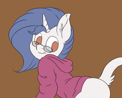 Size: 1000x800 | Tagged: suggestive, artist:dogg, banned from derpibooru, deleted from derpibooru, derpibooru import, oc, oc:yodi, unofficial characters only, classical unicorn, pony, unicorn, animated, butt, butt shake, clothes, cloven hooves, gif, glasses, hoodie, leonine tail, male, one eye closed, plot, simple background, solo, solo male, stallion, unshorn fetlocks, wink