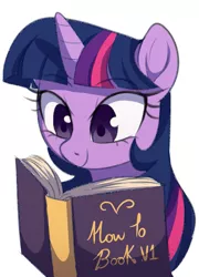 Size: 953x1327 | Tagged: safe, artist:verawitch, banned from derpibooru, deleted from derpibooru, derpibooru import, twilight sparkle, twilight sparkle (alicorn), alicorn, pony, book, bookhorse, female, mare, reading how to read, simple background, solo, that pony sure does love books, white background