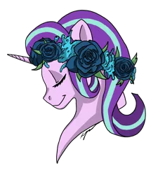 Size: 1024x1088 | Tagged: safe, artist:xxcommandershepardxx, banned from derpibooru, deleted from derpibooru, derpibooru import, starlight glimmer, pony, unicorn, bust, eyes closed, floral head wreath, flower, portrait, simple background, solo, transparent background