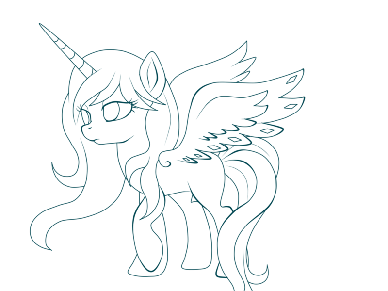 Size: 1024x768 | Tagged: safe, artist:hanaty, banned from derpibooru, deleted from derpibooru, derpibooru import, oc, unofficial characters only, pony, female, lineart, solo