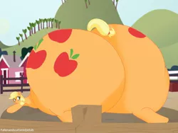 Size: 1024x768 | Tagged: safe, artist:fallenandscattered, banned from derpibooru, deleted from derpibooru, derpibooru import, applejack, applebutt, butt, huge butt, impossibly large butt, large butt, plot, the ass was fat