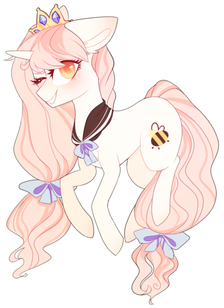 Size: 1024x1410 | Tagged: safe, artist:kirionek, banned from derpibooru, deleted from derpibooru, derpibooru import, oc, oc:queen bee, unofficial characters only, pony, bow, solo