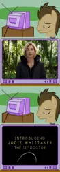 Size: 564x1600 | Tagged: safe, banned from derpibooru, deleted from derpibooru, derpibooru import, doctor whooves, time turner, doctor who, drama, exploitable meme, jodie whittaker, meme, mouthpiece, obligatory pony, op has opinions, quack, thirteenth doctor, tv meme