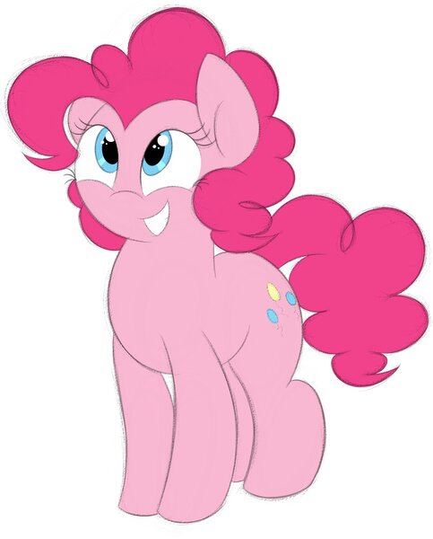 Size: 965x1200 | Tagged: safe, artist:onlytheponies, banned from derpibooru, deleted from derpibooru, derpibooru import, pinkie pie, earth pony, pony, colored, female, flat colors, mare, simple background, sketch, solo, white background