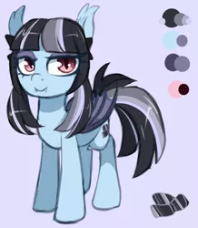 Size: 1059x1216 | Tagged: safe, artist:verawitch, banned from derpibooru, deleted from derpibooru, derpibooru import, oc, oc:lithium, unofficial characters only, bat pony, pony, reference sheet, solo