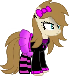 Size: 1280x1399 | Tagged: safe, artist:fletcherthehuntress, banned from derpibooru, deleted from derpibooru, derpibooru import, oc, oc:cinnamon, unofficial characters only, earth pony, pony, clothes, cute, female, hoodie, mare, simple background, skirt, socks, solo, striped socks, transparent background, vector