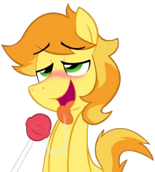 Size: 2004x2214 | Tagged: suggestive, artist:nannurs, banned from derpibooru, deleted from derpibooru, derpibooru import, braeburn, blushing, candy, drool, drool string, food, lollipop, tongue out