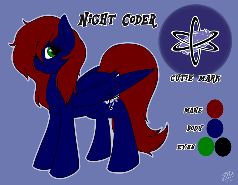 Size: 1280x996 | Tagged: safe, artist:meggchan, banned from derpibooru, deleted from derpibooru, derpibooru import, oc, oc:night coder, pegasus, cutie mark, female, mare, reference sheet, solo, wings