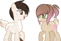 Size: 1006x678 | Tagged: safe, artist:lovelikelies, banned from derpibooru, deleted from derpibooru, derpibooru import, oc, oc:serene balance, oc:sinamuna, unofficial characters only, deer, deer pony, original species, base used, pair, simple background, transparent background