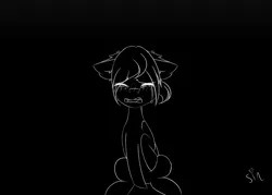 Size: 600x429 | Tagged: safe, artist:sinamuna, banned from derpibooru, deleted from derpibooru, derpibooru import, oc, oc:sinamuna, unofficial characters only, deer, pony, black and white, crying, deersona, grayscale, monochrome, old art, old design, ponysona, sad, sketch, solo, unused design, vent art