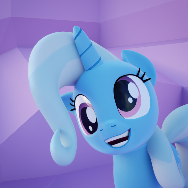 Size: 1080x1080 | Tagged: safe, artist:xppp1n, banned from derpibooru, deleted from derpibooru, derpibooru import, trixie, pony, unicorn, 3d, blender, cute, derp, female, silly, silly pony, solo