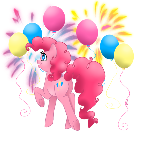 Size: 1024x1000 | Tagged: safe, artist:xxcommandershepardxx, banned from derpibooru, deleted from derpibooru, derpibooru import, pinkie pie, pony, balloon, butt, plot, raised hoof, simple background, solo, transparent background, underhoof