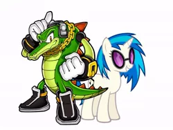 Size: 800x600 | Tagged: safe, artist:amyrosefan201, banned from derpibooru, deleted from derpibooru, derpibooru import, vinyl scratch, crossover, sonic the hedgehog (series), vector the crocodile