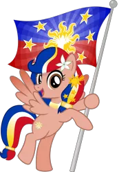 Size: 4446x6426 | Tagged: safe, artist:jhayarr23, banned from derpibooru, deleted from derpibooru, derpibooru import, oc, oc:pearl shine, ponified, unofficial characters only, pegasus, pony, absurd resolution, bipedal, female, flag, flag pole, flag waving, holding a flag, mare, nation ponies, philippines, simple background, solo, transparent background, vector