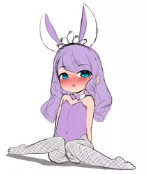 Size: 1361x1596 | Tagged: suggestive, artist:born-to-die, banned from derpibooru, deleted from derpibooru, derpibooru import, diamond tiara, human, blushing, bunny suit, clothes, female, humanized, lolicon, solo, solo female, underage