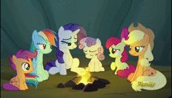 Size: 636x360 | Tagged: safe, banned from derpibooru, deleted from derpibooru, derpibooru import, edit, edited screencap, screencap, apple bloom, applejack, mistmane, rainbow dash, rarity, sable spirit, scootaloo, sweetie belle, pony, campfire tales, animated, darth plagueis, revenge of the sith, sound, webm