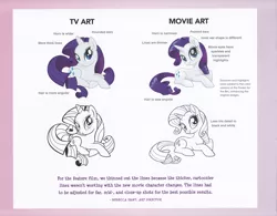 Size: 2565x2000 | Tagged: safe, banned from derpibooru, deleted from derpibooru, derpibooru import, rarity, pony, unicorn, my little pony: the movie, the art of my little pony: the movie, comparison, female, mare, reference sheet