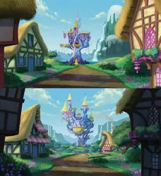 Size: 1744x1915 | Tagged: safe, banned from derpibooru, deleted from derpibooru, derpibooru import, my little pony: the movie, the art of my little pony: the movie, castle, comparison