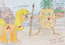 Size: 900x627 | Tagged: safe, artist:darkknightwolf2011, banned from derpibooru, deleted from derpibooru, derpibooru import, applejack, anthro, greatest fear, parody, wat