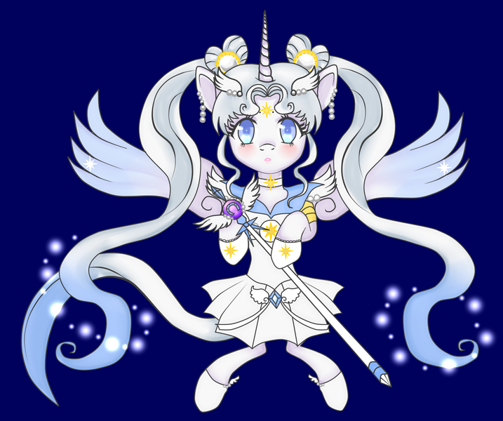 Size: 1476x1236 | Tagged: safe, artist:hanaty, banned from derpibooru, deleted from derpibooru, derpibooru import, oc, alicorn, alicorn oc, crossover, cute, female, horn, pretty, sailor cosmos, sailor moon, solo, wings