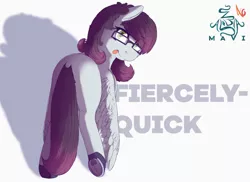 Size: 1359x988 | Tagged: safe, artist:zaldia-mavi, banned from derpibooru, deleted from derpibooru, derpibooru import, oc, oc:fiercely-quick, unofficial characters only, pegasus, pony, dock, female, frog (hoof), full body, glasses, looking at you, looking back, looking back at you, mare, project:zaldia mavi, signature, simple background, solo, tongue out, underhoof, white background