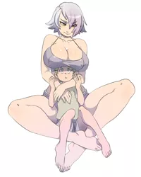 Size: 800x1000 | Tagged: suggestive, artist:raiden gekkou, banned from derpibooru, deleted from derpibooru, derpibooru import, gilda, spike, human, barefoot, big breasts, boobhat, breasts, busty gilda, clothes, crossed legs, feet, female, humanized, male, possessive, shipping, shirt, shorts, size difference, spilda, straight