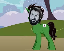 Size: 783x623 | Tagged: safe, banned from derpibooru, deleted from derpibooru, derpibooru import, oc, human, pony, unicorn, big, bud spencer, bud spencers faust, green, judah, male, stallion, strong pony