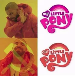 Size: 762x767 | Tagged: safe, banned from derpibooru, deleted from derpibooru, derpibooru import, communism, communism is magic, drake, exploitable meme, hammer and sickle, hotline bling, meme, meta