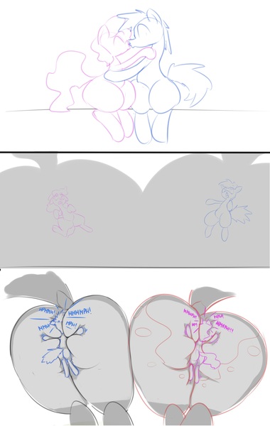 Size: 3000x4736 | Tagged: questionable, artist:jigglyjuggle, banned from derpibooru, deleted from derpibooru, derpibooru import, edit, duo, faceful of ass, facesitting, female, kissing, lesbian