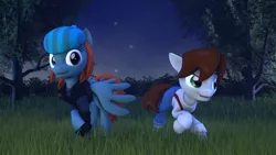 Size: 1024x576 | Tagged: safe, artist:mythicspeed, banned from derpibooru, deleted from derpibooru, derpibooru import, oc, oc:jesse, oc:petra, unofficial characters only, earth pony, pegasus, 3d, clothes, female, male, mare, minecraft, night, source filmmaker, stallion