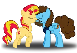 Size: 2201x1513 | Tagged: safe, artist:grapefruitface1, artist:theshadowstone, banned from derpibooru, deleted from derpibooru, derpibooru import, edit, vector edit, sunset shimmer, ponified, pony, canon x ponified, jeff lynne, kissing, musician, shipping, simple background, sunlynne, transparent background, vector