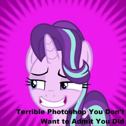 Size: 1024x1024 | Tagged: safe, artist:sketchmcreations, artist:slickdoodleguy, banned from derpibooru, deleted from derpibooru, derpibooru import, starlight glimmer, derpibooru, artist not needed actually, meta, photoshop, solo, spoilered image joke, spoiler image, sunburst background, terrible photoshop you don't want to admit you did, vector