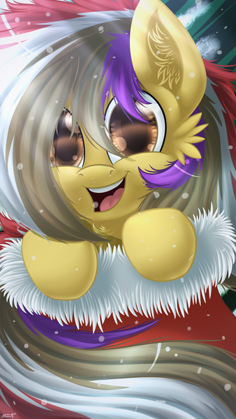 Size: 2160x3840 | Tagged: safe, artist:php48, banned from derpibooru, deleted from derpibooru, derpibooru import, oc, oc:shaito, unofficial characters only, pegasus, advertisement, chest fluff, christmas, christmas stocking, commission, cute, ear fluff, fluffy, holiday, phone wallpaper, shine, snow, solo, sunny, tree, ych example, your character here