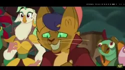 Size: 2208x1242 | Tagged: safe, banned from derpibooru, deleted from derpibooru, derpibooru import, capper dapperpaws, captain celaeno, my little pony: the movie, grin, nervous, nervous grin, smiling, taye diggs, whiskers, zoe saldana