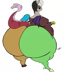 Size: 2300x2600 | Tagged: suggestive, artist:20thx5150, artist:joe-anthro, banned from derpibooru, color edit, deleted from derpibooru, derpibooru import, edit, discord, butt, colored, cropped, eris, fat, female, huge butt, huge eris, impossibly large butt, large butt, plot, rear view, rule 63, solo, solo female, the ass was fat, wide hips